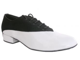 Chaussures de danse hommes nubuck noir & laque blanc   